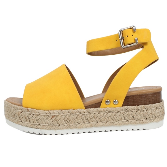 Size 10 Yellow Open Toe Halter Ankle Strap Espadr - Picture 2 of 7
